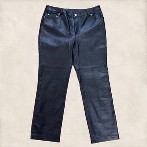 Vintage Newport News 100% Black Leather,Lined Pants Size 12P